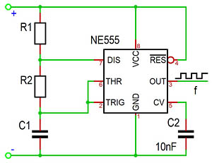 NE555-Verschaltung als Oszillator