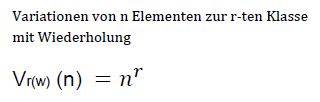 Variationen mit Wiederholung - Formel