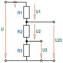 Spannungsteiler mit 3 Widerständen-Stromlaufplan