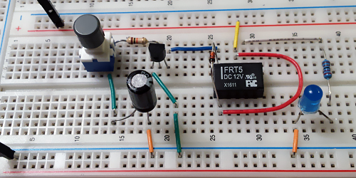 Ausschaltverzoegerung mit Transistor und Relais - Testschaltung