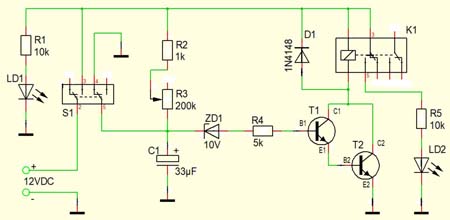 Einschaltverzögerung mit Darlington-Schaltung und Z-Diode