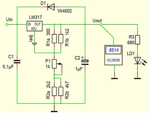 Spannungsregler LM317 - Schaltplan