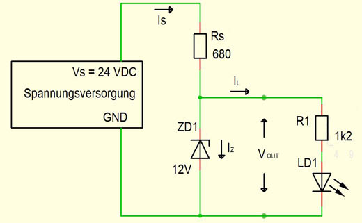 Spannungsregler mit Z-Diode: Schaltplan