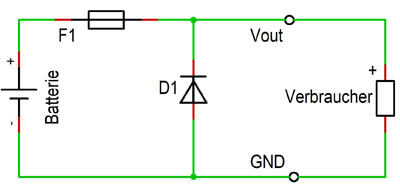 Verpolungsschutz mit einer Diode in Parallelschaltung