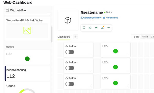 Dashboard mit Schaltflächen