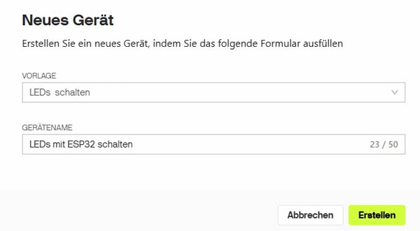 Neues Gerät erstellen