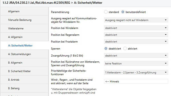 Parameter Sicherheitsfunktionen