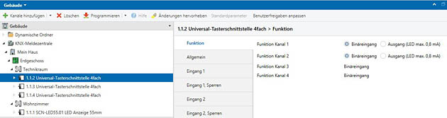 Parameter Tasterschnittstelle