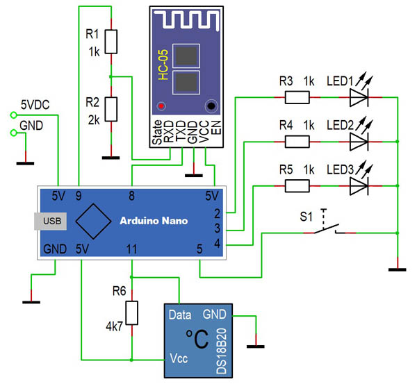 Meldezentrale mit Arduino Schaltplan