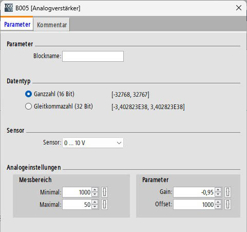 Parameter des Analogverstärkers