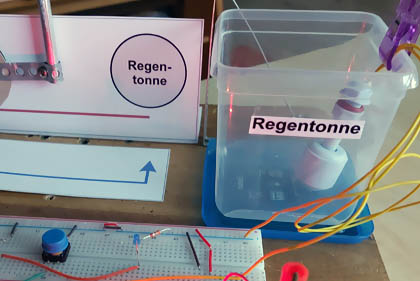 Regentonne mit Schrittmotor