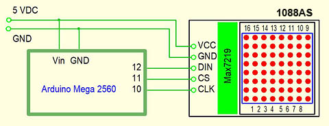 Schaltplan Matrix 1088AS MAX7219