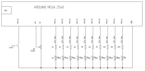 Lauflicht mit Arduino - E-Plan