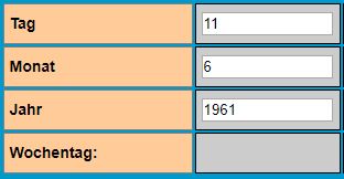 Dauerkalender Eingaben